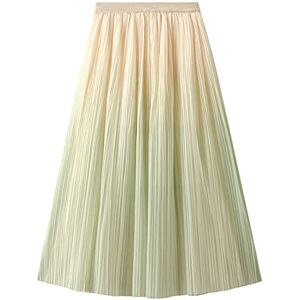 Pleated Circle Skirt Women Casual Pleated Maxi Skirt for Women A Line High Waist Midi Skirt for Spring Summer 2023 Pleated Circle Skirt (Green, One Size)