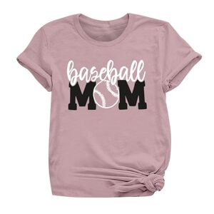 Amazon Wearhouses Clearance Angxiwan Going Out Tops for Women UK Women's Casual Short Sleeved Round Neck Baseball Mom Letter Printed Top T Shirt Fashion Tops for Women UK Tracksuit Tops for Women UK Hot Pink