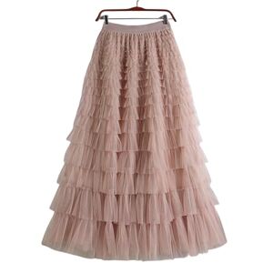 GerRit Skirt Women’s Multilayer Ruffles Tulle Skirt Pleated High Waist Fairy Cake Dress Party Skirt-color 2-l (skirt Length 95cm)
