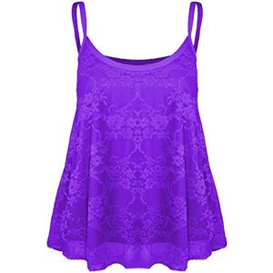 Hamishkane Ladies Sleeveless Full Floral Lace Mesh Camisole Cami Flare Strappy Summer Vest Top Purple