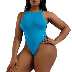 Generic Jumpsuit Women's Short Tight Bodysuit Jumpsuit Stretch Bodycon Tank Top One Piece Bodycon Sleeveless Sports Suit One-Piece Full Body Suit Playsuit Full Body Suit Romper Yoga Fitness Workout, blue, S