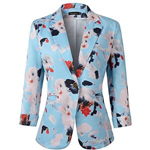 Womens 3/4 Sleeve Lightweight Office Work Suit Jacket Boyfriend Blazer (1905 Blue, XS)