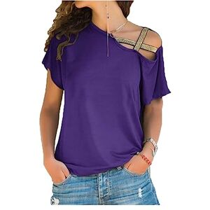 ASIYAN Tshirt Women's Short Sleeve Summer Off Shoulder Shirt Soft Short Sleeve Casual Top Blouse Tops Shirt Shirts Womens Casual (Color : Mauve, Size : 3XL)