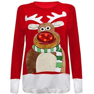 Other New Unisex Light Up Christmas Jumper Mens Womens Xmas Tree LED Novelty Sweater (XL 16-18, Red Rudolph)