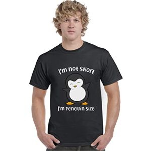 Crazy Tees I'm Not Short I'm Penguine Size Tee T-Shirt Funny Unisex T Shirt Top Black