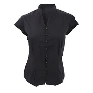 Kustom Kit Ladies Continental Blouse Mandarin Collar Cap Sleeve (14 UK) (Black)