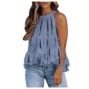Women Casual Blouse AMhomely Women's Halter Neck Tank Tops Floral Sleeveless Shirt Pleated Casual Camisole Sweatshirt Loose T Shirt Blouses Jumper Henley Shirts Elegant for Ladies UK