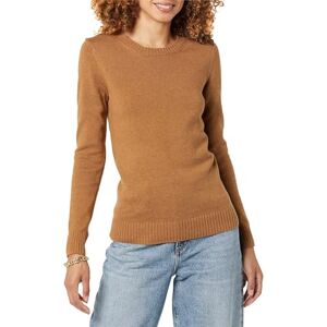 Amazon Essentials Women's 100% Cotton Crewneck Sweater (Available in Plus Size), Camel Heather, XS