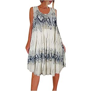 Generic Q-181 Beige Women Sleeveless Dresses Paisley Graphic Loose Fit Dresses for Women Crew Neck Beach Casual Vintage Hawaiian Midi Fall Summer Dresses 2024 Clothing Trendy 2Q M