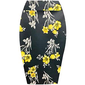 janisramone Womens Ladies New Floral Print High Waisted Summer Jersey Bodycon Tube Stretch Pencil Midi Skirt