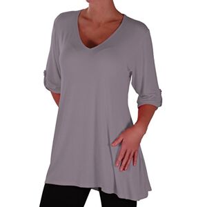 Eyecatch - Shellie Womens Casual V Neck Tunic Ladies Flared Long Top Grey Size 14