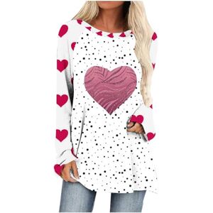 Clearance! Hot Sale! Cheap!!! AMhomely Sweatshirts for Women UK Womens Valentine's Day Shirts Casual T Shirts Cute Heart Print Crewneck Pullover Long Sleeve Fall Shirts Tops Dressy Tshirts Relaxed Fit Athletic Tops