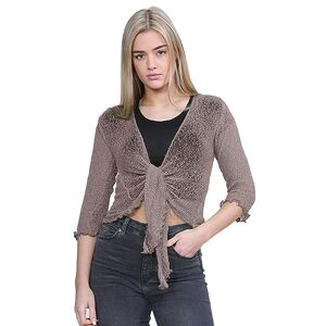 Hamishkane&#174; Women's Cardigans, Double Fine Knit Bali Tie Up Shrug for Women - Perfect Stretchy Cropped Cardigan for Layering Over Summer Dresses & Tops Mocha