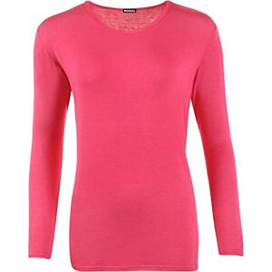 GirlzWalk Women's Plain Long Sleeve T-Shirt Basic Casual Plain Stretch Top Plus Size (Cerise, ML = UK 12-14)