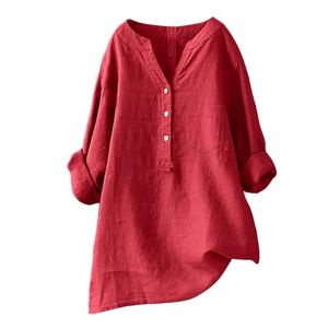 Amazon Wearhouses Clearance Popular Lapel Sleeve Multi Solid Colours Tops for UK Womens Swing Down Fitted Blouse Button Up and Down Textured Linen Solid Color Blouse Cool Breathable Tops for Hang Out