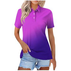 PRiME NSICBMNO Blouses for Women UK Elegant Casual Blouse Shirt Casual Comfortable Short Sleeve Tops V Neck Button Blouse T-Shirt Top Long Blouses Jersey T-Shirt Tube Top Long Length Tops Boho Purple