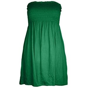 LUXFAB New Womens Ladies Sheering Top Strapless Bandeau Dress Top Jersey Ladies Plus Size Boobtube Top Dress UK 8-22 Jade Green