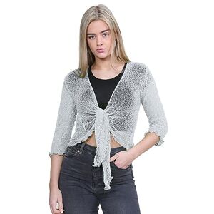 Hamishkane&#174; Women's Cardigans, Double Fine Knit Bali Tie Up Shrug for Women - Perfect Stretchy Cropped Cardigan for Layering Over Summer Dresses & Tops Grey