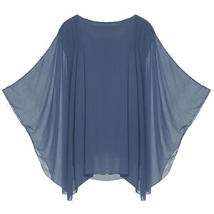 Candy Clothing Ladies Oversized Top Womens Baggy Top Loose fit top Long Sleeve Top Batwing Chiffon Top Ladies Summer Dress Ladies Blouse Ladies Tunic (18 20, Denim Blue)