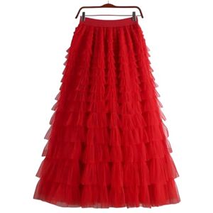 GerRit Skirt Women’s Multilayer Ruffles Tulle Skirt Pleated High Waist Fairy Cake Dress Party Skirt-color 11-l (skirt Length 95cm)