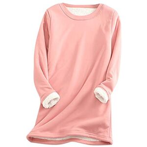 Clearance!Hot Sale!Cheap! Mrat Ladies Winter Warm Sweatshirt Thick Fleece Velvet Underwear Pullover Tops Round Neck Sherpa Fleece Lined Long Sleeve Jumper Soft Touch Solid Color Sweatshirts