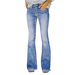⭐ Tousers For Women Uk,230916mjrkz840 Womens Jeans Woman's Cowboy Flared Pants Solid Trousers for Women UK Plus Size Bootcut Jeans for Women Baggy Jeans Elastic Waist Stretch Thin Stretch Skinny Breasted Trousers Denim Pants Size 8-22