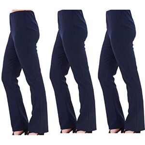 IDEAL ONLINE Ladies (Pack of 3) Stretch Bootleg Trousers Ribbed Women Bootcut Elasticated Waist Pants Work WEAR Pull ON Bottoms Plus Sizes 8-26 (as8, Numeric, Numeric_14, Regular, Short, Navy)