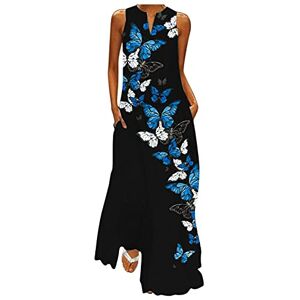 African Dresses For Women Maxi Dresses for Women UK, Party Dresses for Women Black Solid for Ladies Wrap Dress Women Sleeveless Print V-Neck Maxi Dress Summer Party Cami Dress with Pockets Sale Clearance