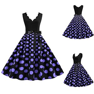 1950s Dresses for Women Big Swing Slim Maxi Dress Cold Shoulder Picnic Prom Dress Party Cute Wedding Dresses for Ladies Retro Pleated Dresses Dressy Polka Dot A-line Dress Blue