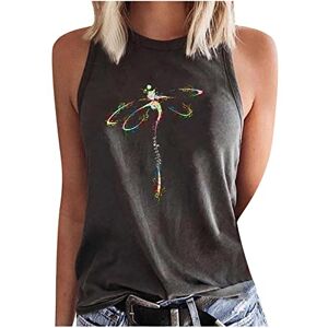 Haolei Halter Neck Tops for Women UK Clearance Graffic Print Dragonfly Summer Sleeveless Vest Tops Loose Fit Solid Elegant Cami Shirt Casual T Shirts Blouses Tunics Camisole Tank Top Size 8-16