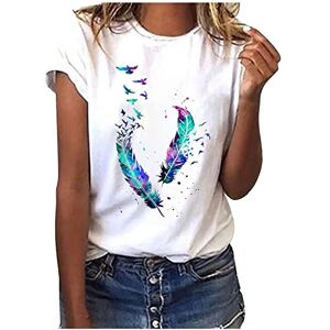 AMhomely Women Graphic Tees Cute Shirts Casual Cotton Clothes Womens Valentine's Day Graphic Tees Short Sleeve Heart Printed Shirts Blouse Tops