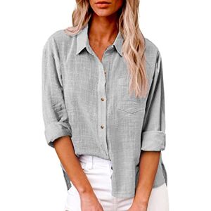 YIMMINNEE Boho Tops for Women UK My Order Sales Tops for Women UK Ladies Plus Size Long Sleeveblouses & Shirts Cotton Linen Button Down Elegant T Shirts Y2k Spring Summer Loose Cheesecloth Clothing