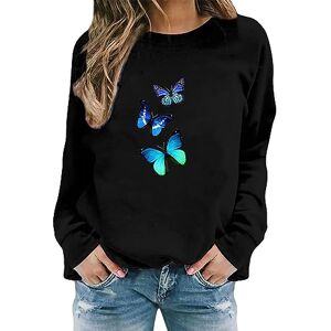 Christmas Oodie Adult Womens Tunic Tops Cropped Zip Up Hoodie Graduation Gifts for Her Travelling Essentials Women's Butterfly Print Casual Fashion Sweatshirt Top (Black #7, L) Sale Clearance