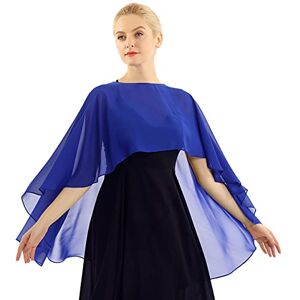 Hansber Women's Bridal Chiffon Shawl Wraps Cropped Cover Up Bolero Cardigan High Low Shrug Wedding Casual Wraps Blue One Size