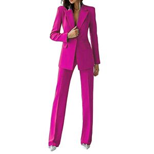 Women Suit 2 Pieces Business Pant Suit Sets Formal Office Lady Outfits Peak Lapel Women's Suiting for Work Professional Fuchsia