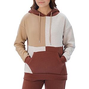 Sadaqat Global Ltd M17 Womens Ladies Plain Patchwork Hoodie Pullover Hoody Soft Casual Hooded Sweatshirt Top Long Sleeve Jacket Jumper (XL, Toffee Brown)