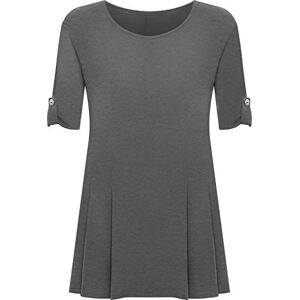 AA ESSENTAILS&#174; Womens Plain Flared Swing Tunic Top 3-4 Button Sleeve - Ladies Scoop Neck Dress Plus Size (Dark Grey, 16)