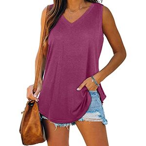 WEAREWE Summer Sleeveless Shirts Womens Tank Tops Cami Vest V Neck Casual Flowy Purple XXL