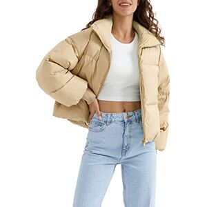 Orolay Women's Winter Puffer Jacket Stand Collar Bubble Oversized Silhouette Short Down Coat Khaki S