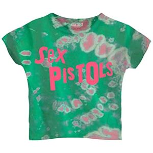 Sex Pistols The Crop Top Shirt Band Logo Official Womens Green Dye Wash XXL