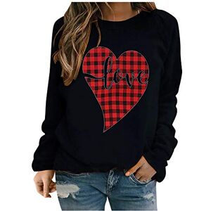 HAOLEI Valentines Day Jumpers for Women UK Clearance Ladies Valentines Day Plaid Heart Printed Soft Sweatshirts Long Sleeve Casual Comfy Pullover Loose Crew Neck Sweater Tops