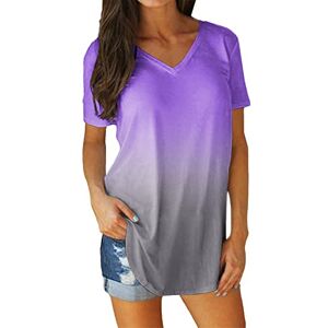 Flash Deals Of The Day NQyIOS Womens Summer Tops, Women's Chiffon Blouse Tops Elegant Casual Loose 3/4 Split Sleeve Crew Neck Blouse Shirts