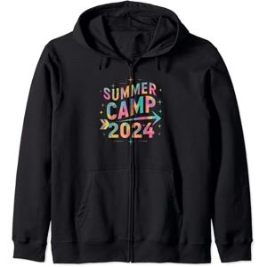 Summer Camp 2024 T Shirt Kids Kids Boys Girls Women Groovy Retro Summer Camp 2024 Zip Hoodie