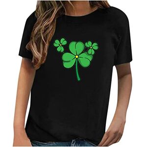Amhomely Big Promotion AMhomely Women's St Patrick's Day T-Shirt Sale Clearance Women's Hedging Casual Short Sleeve Printing T Shirt Top 026 Ladies Ireland Irish Clover Tank Tops Casual Top UK
