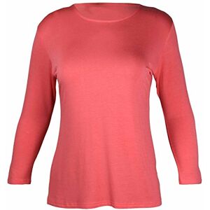 Purple Hanger Womens New Plain Long Sleeve Casual Top Ladies Basic Stretch Fit Crew Neck Everyday T-Shirt Tops Plus Size Coral Size 22 – 24