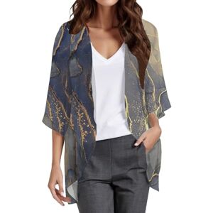 CreoQIJI Silk Blouse Women Blouse Floral Sleeve Loose Blouse Fashion Cardigan Shirt Top Blouse For Women, gold, Large
