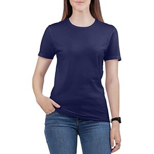 Love My Fashions Women's Round Neck Short Sleeves Plain Cotton T-Shirt Navy Blue