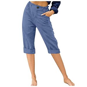 Générique Women's 3/4 Sports Pants Female Vintage Casual Yoga Pants Female Breathable Comfortable Pants High Waist Stretchy Pants Summer Pants Casual Pants with Pockets 2024, dark blue, XXL