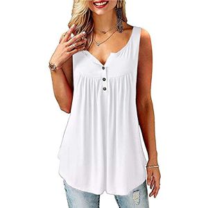 Beluring Women Sleeveless V Neck Vest Summer Tunic Tops T Shirt Blouse White Size 22 24