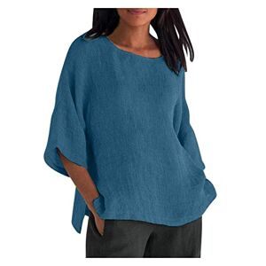 Fashion Items Women Summer Tops Round Neck Half Sleeves Tee Shirts Cotton Linen Loose Fit T-Shirt Ladies Fashion Solid Blouse Tunic Tops Comfy Tshirts Trendy Going Out Tees for Ladies UK
